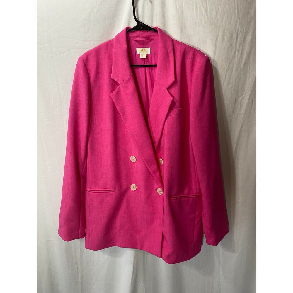 Maeve Anthropologie Oversized Boxy Barbie Pink Double Breasted Blazer 12
